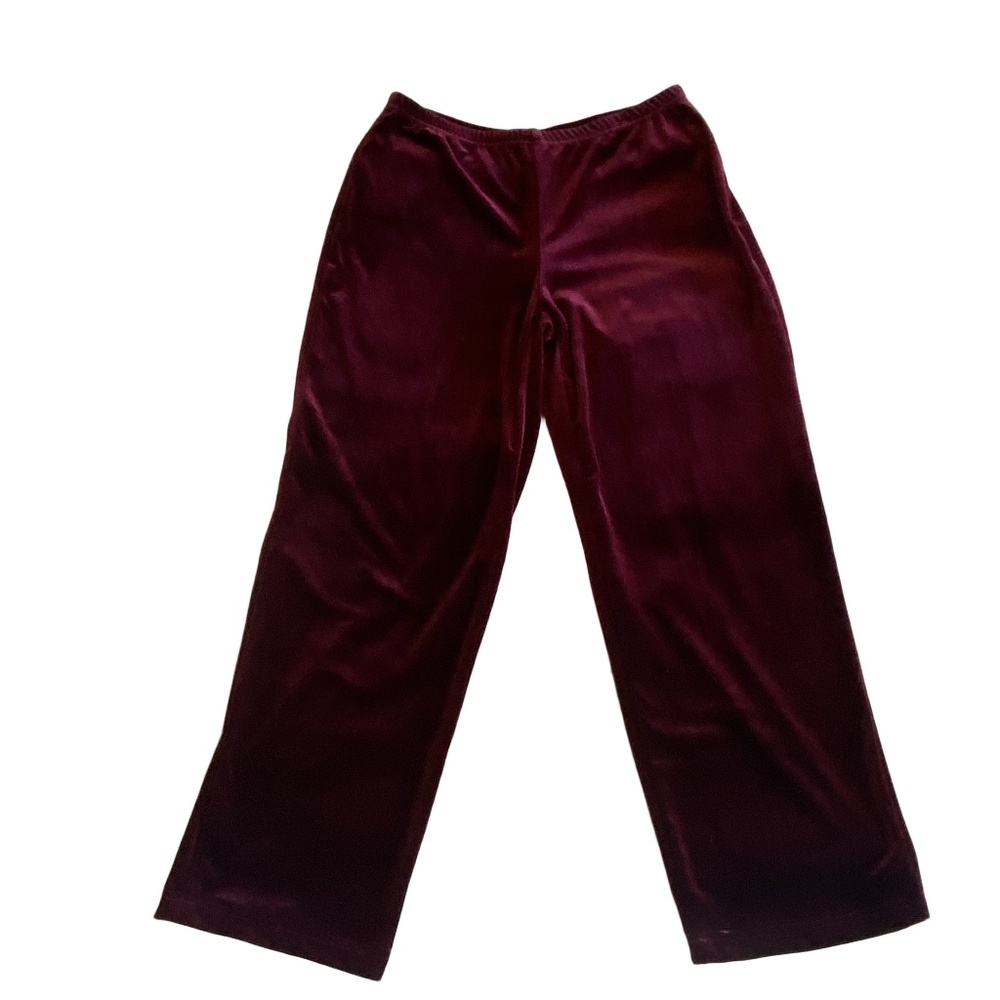 Believe Burgundy Velour Straight Leg Pants Y2K Lounge Size 8 - Picture 16 of 16